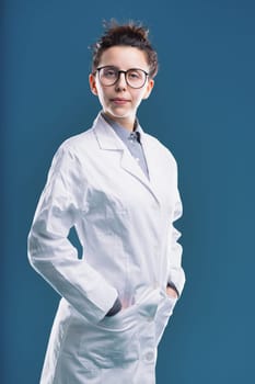 With her glasses and lab coat, she represents the intersection of intelligence and scientific acumen