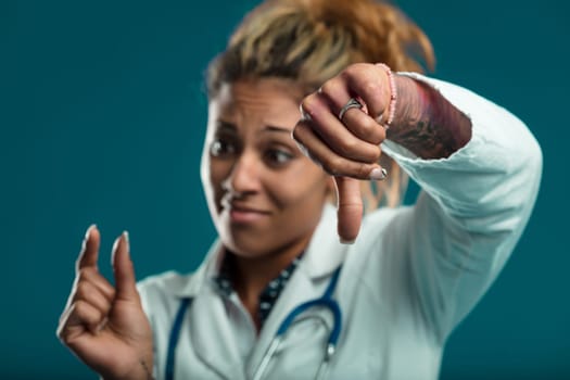 a very unprofessional doctor explicitly and insensitively refers to the size of the male sex organ as unacceptable even to her