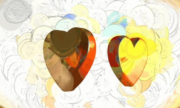 3D Illustration Hearts Romantic Background
