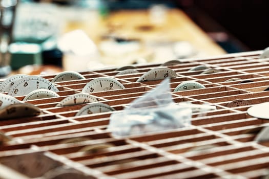 collection of time, compartmentalized: each watch face a story paused at the watchmaker's bench