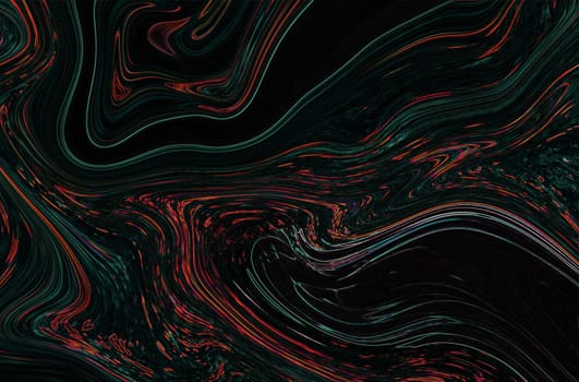 Abstract colorful image with a wavy curved pattern on a black background