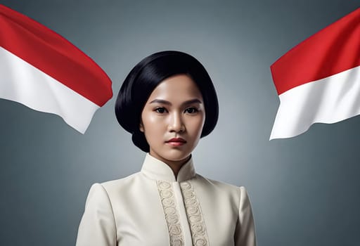 AI generated of portrait of a person with a flag on background