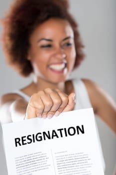 Joyous and liberated, she presents her decision to resign with undeniable optimism