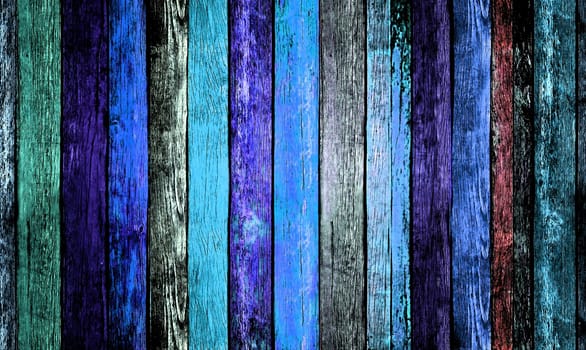 Background image of an old blue vertical board in close-up
