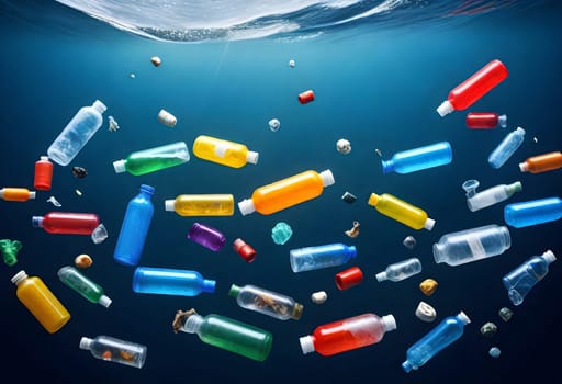 AI generated of plastic pollution in the ocean