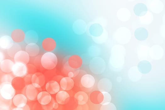 Abstract blurred vivid spring summer light delicate pastel blue orange bokeh background texture with bright soft color circles and glowing stars. Card concept. Beautiful backdrop illustration.