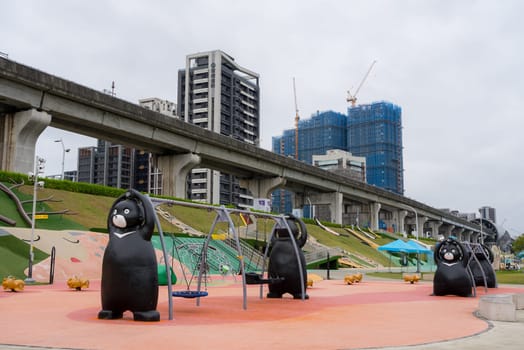 Taipei, Taiwan 01 December 2023: Children playground facility park in Taipei city