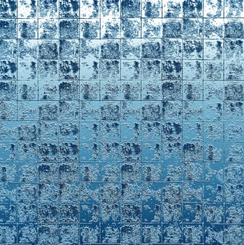 Abstract blue textured ice background in geometric grid close-up