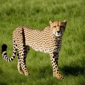Cheetah lying in wait in the heat of the African savannah
