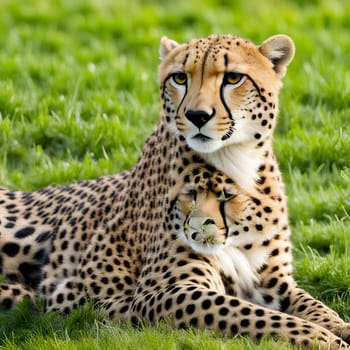 Cheetah lying in wait in the heat of the African savannah