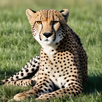 Cheetah lying in wait in the heat of the African savannah