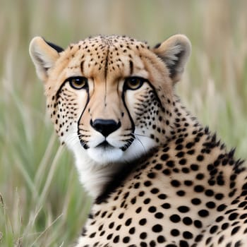Cheetah lying in wait in the heat of the African savannah