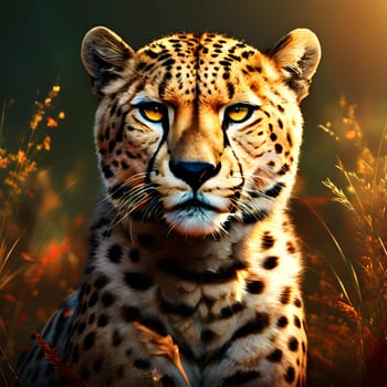 Cheetah lying in wait in the heat of the African savannah