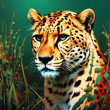 Cheetah lying in wait in the heat of the African savannah