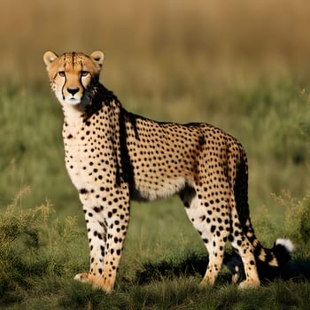 Cheetah lying in wait in the heat of the African savannah