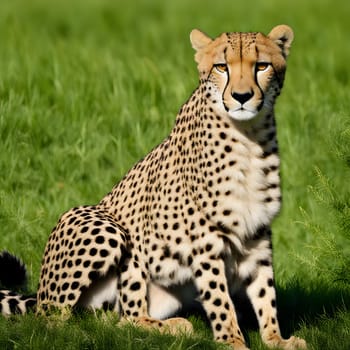 Cheetah lying in wait in the heat of the African savannah