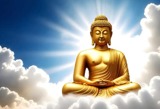 AI generated of a picture of a buddha with the sun shining behind him
