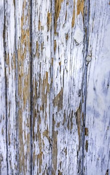 Detail of blue painted wooden wall, decoration
