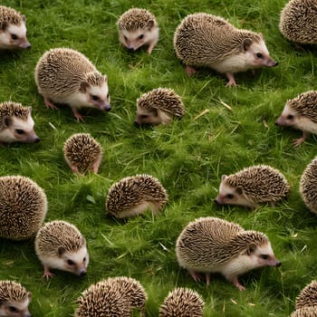 little cute hedgehogs with spikes, pointed noses and button eyes