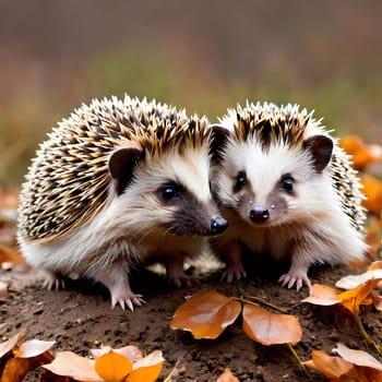 little cute hedgehogs with spikes, pointed noses and button eyes