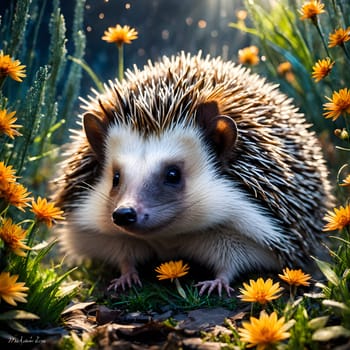 little cute hedgehogs with spikes, pointed noses and button eyes