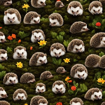 little cute hedgehogs with spikes, pointed noses and button eyes