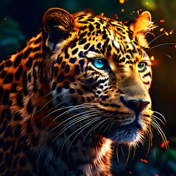 Leopard lying in wait in the heat of the African savannah