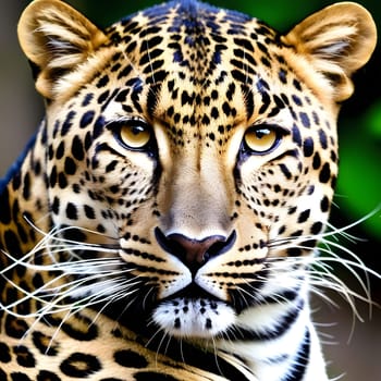 Leopard lying in wait in the heat of the African savannah