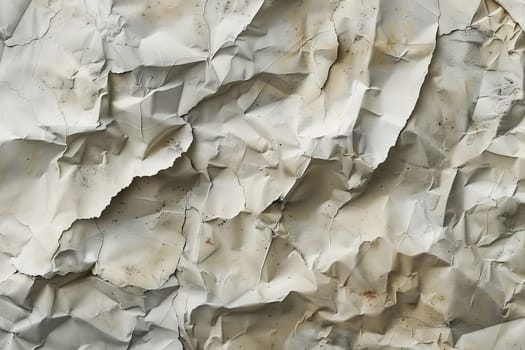 Sunlight highlights the intricate folds of a crumpled paper, casting shadows over its textured surface.