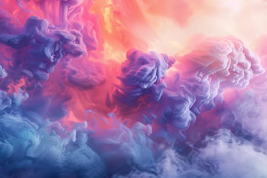 A colorful cloud of swirling smoke gracefully floats in the air, creating a mesmerizing and enchanting display of vibrant hues.