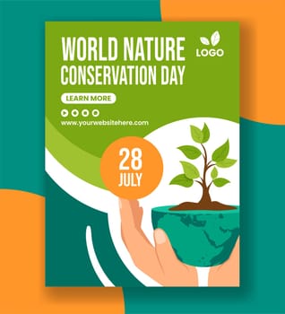 Nature Conservation Day Vertical Poster Flat Cartoon Hand Drawn Templates Background Illustration