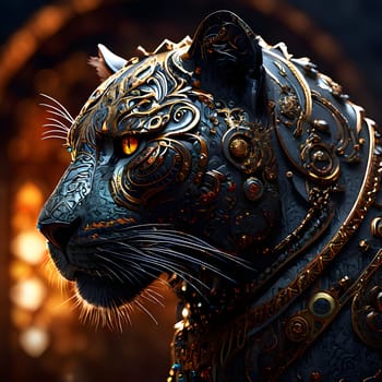 A black panther sneaks through the undergrowth looking for food
