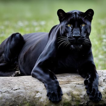 A black panther sneaks through the undergrowth looking for food