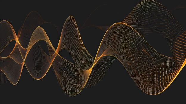 Immerse yourself in the dynamic energy of abstract circle lines, forming a vibrant orange wave against a stark black background. This vector illustration encapsulates the essence of technology, science, music, and modernity, offering a visual symphony of innovation and creativity.