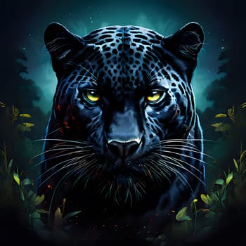 A black panther sneaks through the undergrowth looking for food