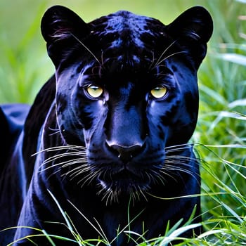 A black panther sneaks through the undergrowth looking for food