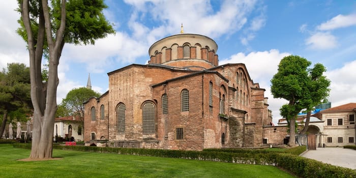 Hagia Irene, aka Holy Peace Church, an old Byzantine style Eastern Orthodox church, located in the outer courtyard of Topkapi Palace, Istanbul, Turkey
