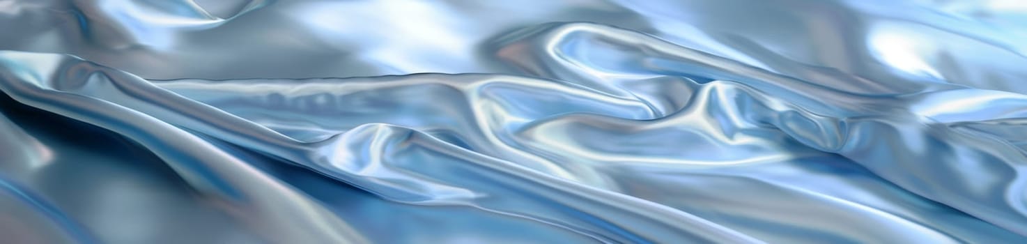 Azure satin flows like water, with a detailed shot capturing the dynamic play of light across its fluid texture