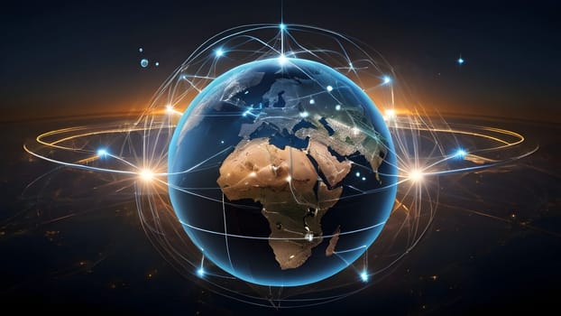 Concept of technological communication network around the world