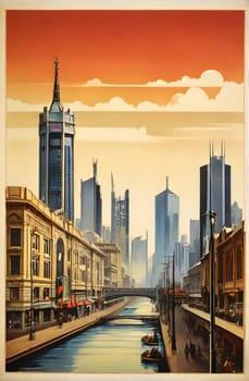 Vintage travel poster of Melbourne Australia