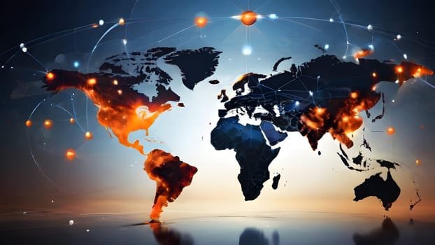 Concept of technological communication network around the world