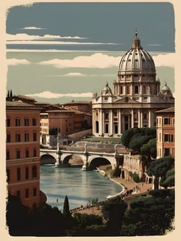 Vintage travel poster of Rome Italy