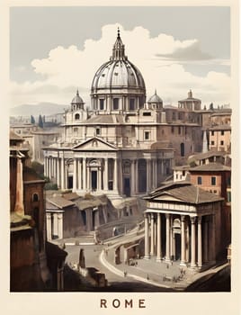 Vintage travel poster of Rome Italy