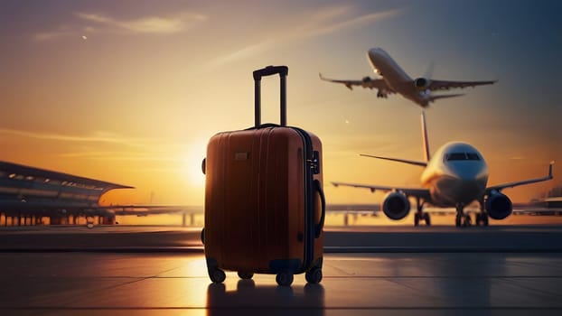 Travel luggage suitcase in the airport