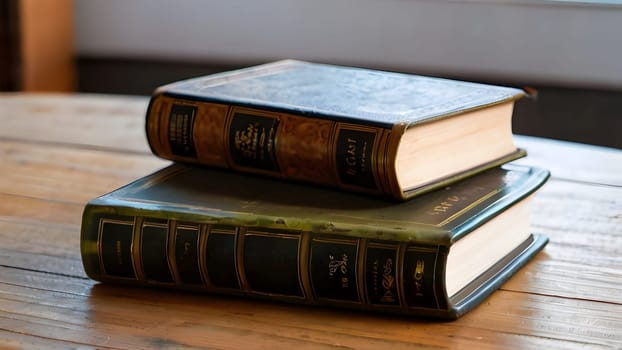 Old vintage books on the table