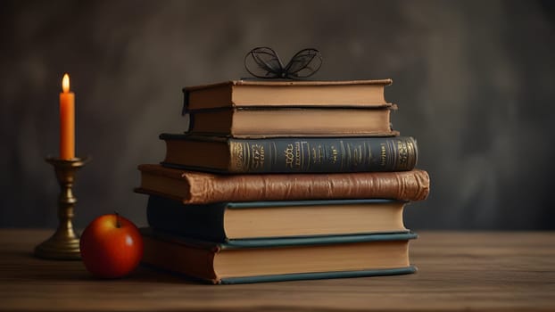 Old vintage books on the table