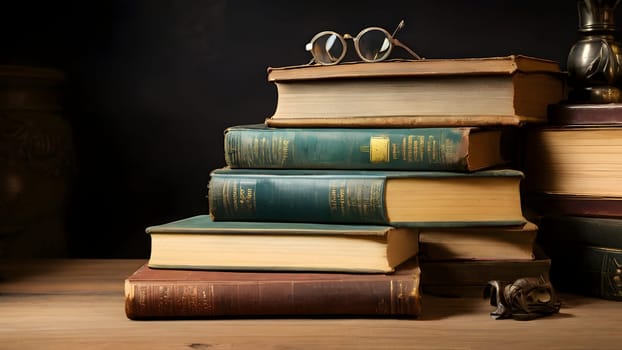 Old vintage books on the table