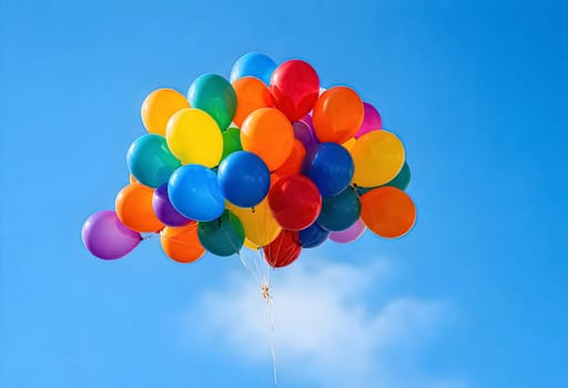 AI generated of a bunch of colorful balloons in the air