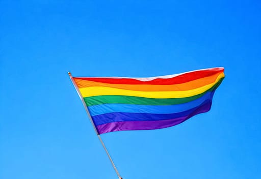 AI generated of a rainbow flag is flying in the sky