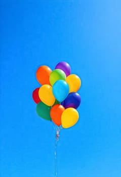 AI generated of a bunch of colorful balloons with a blue sky background